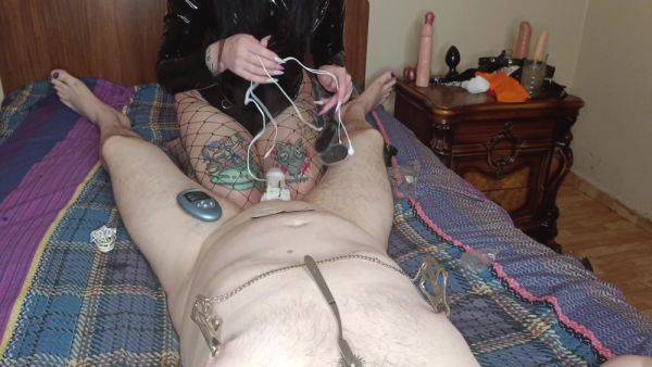 Fun Bdsm Game With Nipples And Electric Shock On Balls. Cbt - hclips.com on v0d.com