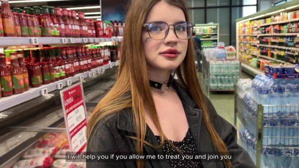 Redhead Student from a Supermarket Fucks and gets Facial - anysex.com on v0d.com