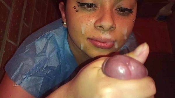 Latina girl being enthusiastic about blowjob and gets facial pov - anysex.com on v0d.com