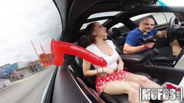 Hot Brunette In A Car With Red Dildo - hotmovs.com on v0d.com