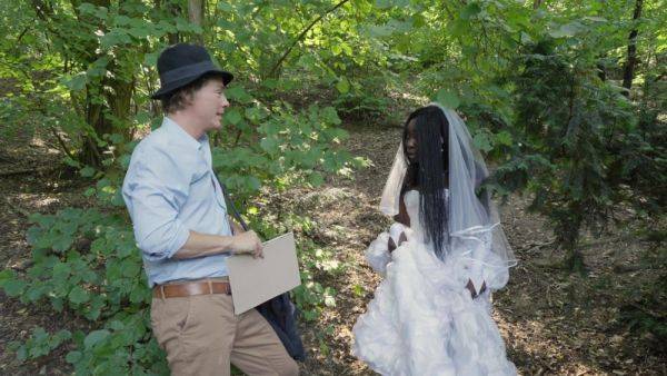 Ebony bride gets lost in the woods and fucked by a random dude - xbabe.com on v0d.com