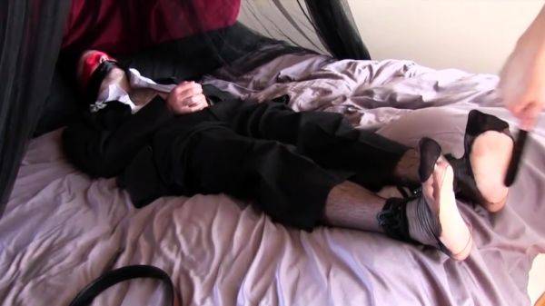 Tied Bryn Mawr Gets His Sheer Socks Ripped And Feet Tickled - drtuber.com on v0d.com