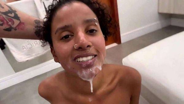Cheating Wife Gets Powerful Facial from Cuckold's Cumshot - xxxfiles.com - Brazil on v0d.com