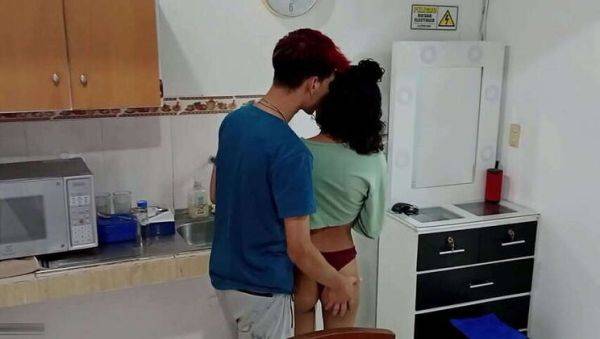 Steamy Step-Sibling Encounter: Pamela Love, a Brunette with a Big Booty, Can't Resist Her Brother's Touch in the Kitchen - FULL STORY - porntry.com - Colombia on v0d.com