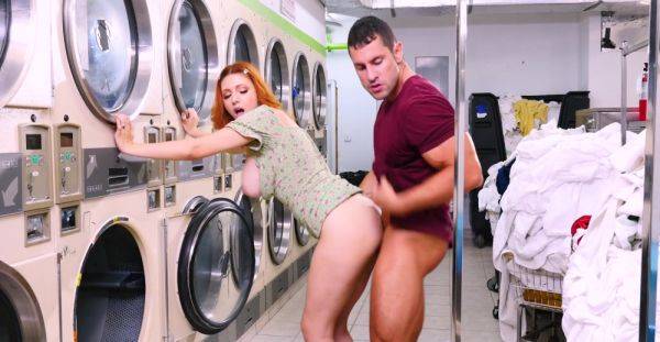 Redhead tries random man's hefty tool at the laundromat - xbabe.com on v0d.com