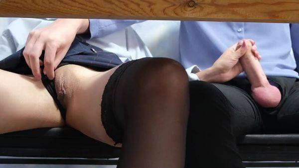 It's boring in class as always, so I'll touch my hot classmate at the desk - anysex.com on v0d.com