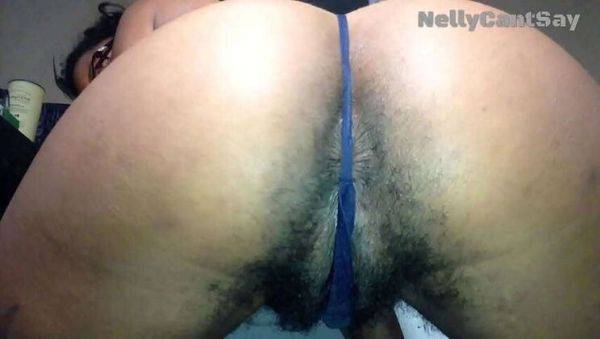 Witness Nelly's Hairy Ebony Pussy Through Her G-String - xxxfiles.com on v0d.com