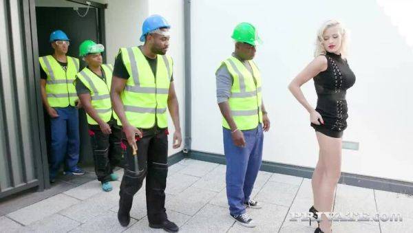 Blonde Nympho Takes on Black Studs - porntry.com on v0d.com