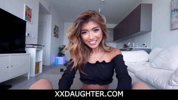 Asian Teen Clara Trinity Gets Frisky with Step-Dad as Mom Showers: Blowjob, Sex, & Deepthroat Action - porntry.com on v0d.com