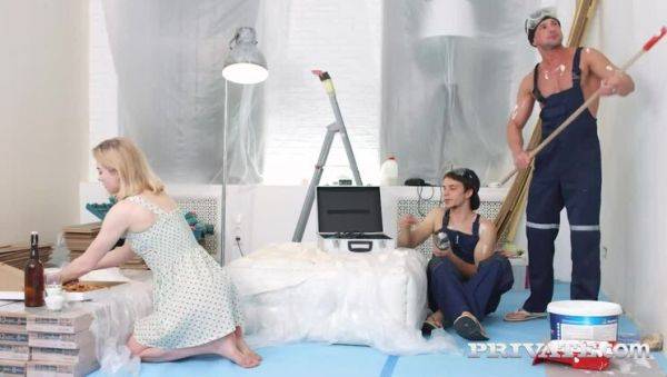 Via Lasciva, DP trio with painters - porntry.com - Russia on v0d.com