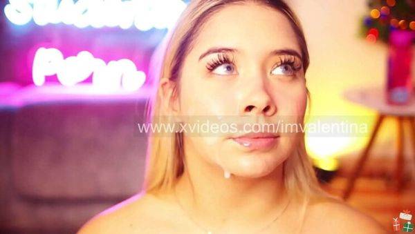 Valentina Takes a Huge Facial from Jesus Javier - Blonde Latina BBW with a Fat Ass - porntry.com - Colombia on v0d.com