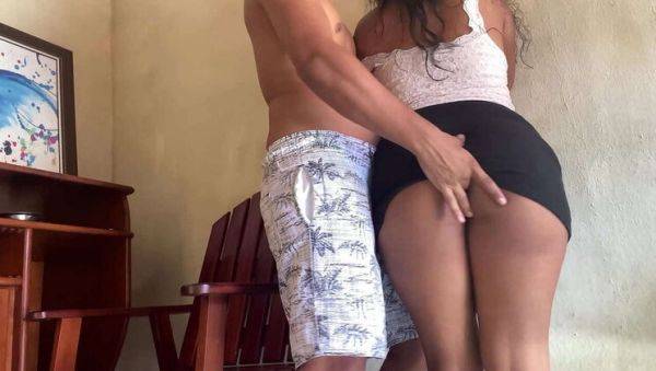 Lucky Step-Son Fucks Latina MILF in Skirt with No Panties - Amateur Homemade Sex - porntry.com on v0d.com