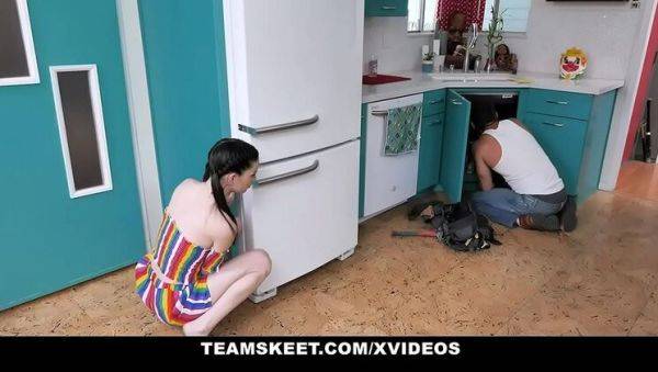 Tiny Brunette Teen Jenna Ross Fucked Hard by Plumber in Doggystyle and Cowgirl - porntry.com on v0d.com