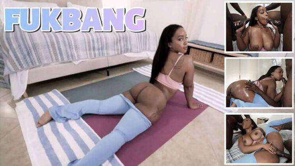 Hot Black Babe Gym Workout with Double Penetration and Cumshot - porntry.com on v0d.com