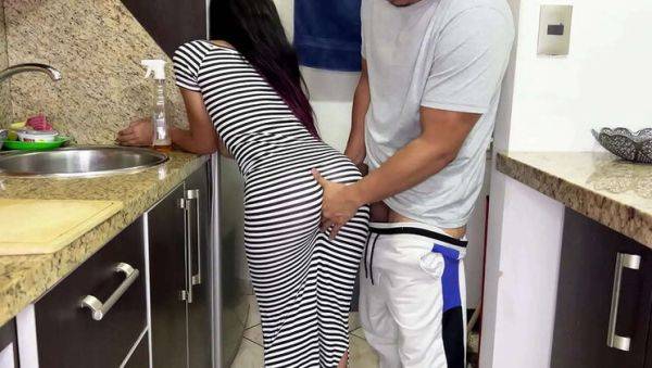 Hot Stepdaughter in Tight Dress Cleaning Kitchen with Big Ass - Anal Taboo Scene - xxxfiles.com on v0d.com