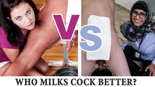 Mia Khalifa & Brandi Belle - Hot Handjob Battle! Cock Milking Challenge Part 2 - veryfreeporn.com - Lebanon on v0d.com
