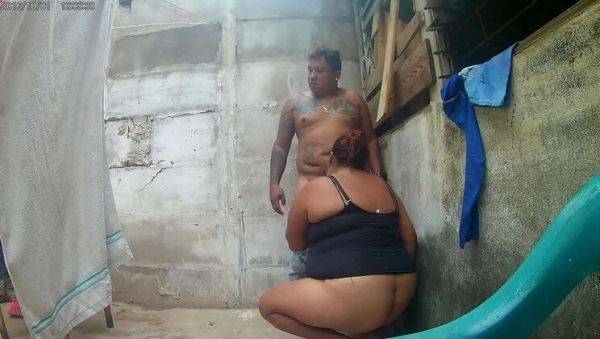 Step Mom Cheats with Daughter's Partner in Backyard - Latina BBW Gets Caught by Neighbors - porntry.com on v0d.com
