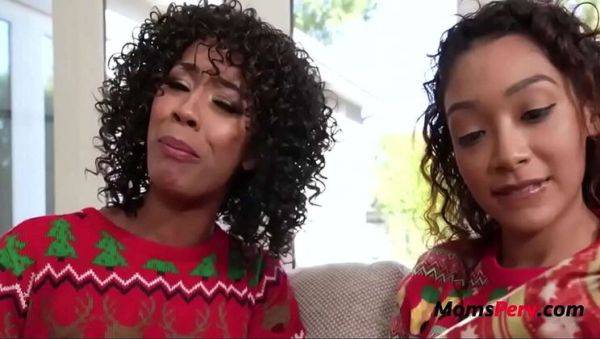 Stepmom and Teen Slut Celebrate Christmas with Hardcore Threesome - Misty Stone, Sarah Lace - porntry.com - Usa on v0d.com