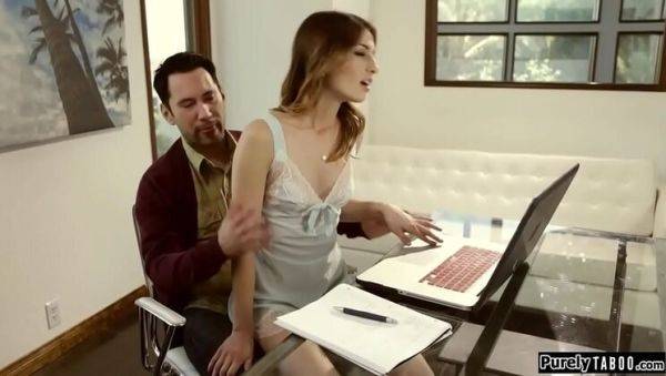 Teen Stepdaughter Kristen Scott Seduces Stepdad with Deep Throat and Blowjob - porntry.com on v0d.com