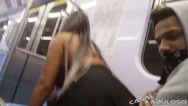 Caah Kabulosa & Vinny Kabuloso Public Quickie on Subway - Big Dick Latina & Ebony Tattooed Babe - porntry.com - Brazil on v0d.com