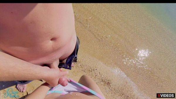 Stranger Cums in MILF's Panties on Beach - Public Handjob & Wet Kink - veryfreeporn.com on v0d.com