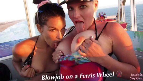 Teen & MILF Give Risky Double Blowjob on Ferris Wheel - Public Threesome Fun! - xxxfiles.com on v0d.com