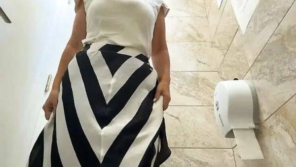 Step Mommy's Big Ass & Tits Public Toilet Masturbation Orgasm - porntry.com on v0d.com