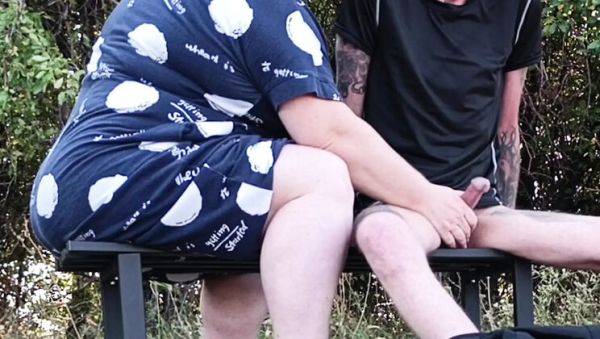 Stepmom Jerks Dick on Park Bench - Zona901 MILF Public Fingering - porntry.com on v0d.com