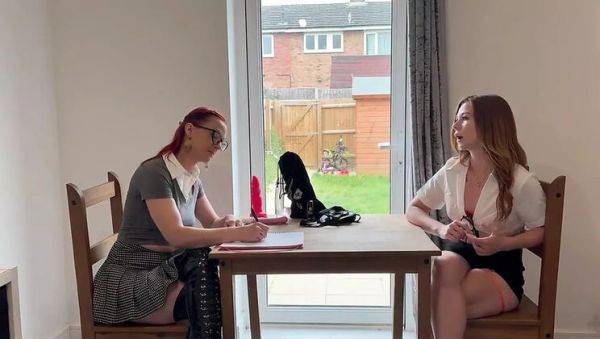 Firegirl's Fuckery School: Hot MILF Teacher in Lingerie and High Heels Fucks Student with Strap-On - xxxfiles.com on v0d.com