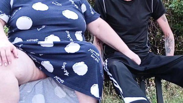 Stepmom Fingering My Cock on Park Bench Outdoor Sex - xxxfiles.com on v0d.com