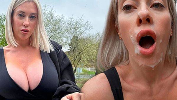 Big Tits Blonde Amateur Hitchhiker Takes Huge Cum Load on Face in Public POV - veryfreeporn.com - France on v0d.com