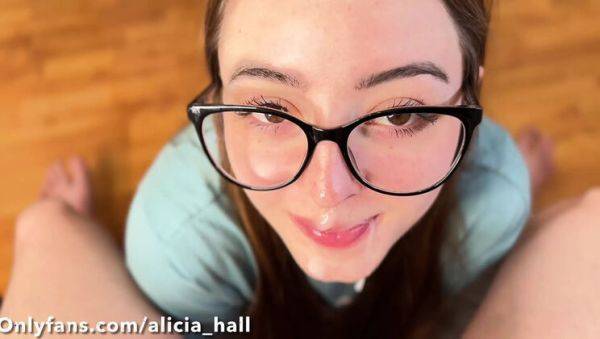 Game Night Blowjob with Alicia Hall - Cute Colombian Glasses Girl Swallows Cum - porntry.com - Britain - Colombia on v0d.com