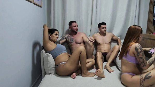 Hot Brazilian MILF Jenni Faria and Brunette Kel Abate in Homemade Swinger Movie Night - Amateur Blowjob and Doggy Style Orgasms - porntry.com - Brazil - Portugal on v0d.com