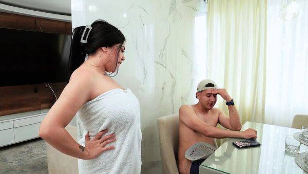 Amateur Latina MILF AndreaBusty Catches Step Son Tommy Santox Jerking Off To Her Videos And Gets Cum On Big Natural Tits - porntry.com - Russia - Colombia on v0d.com