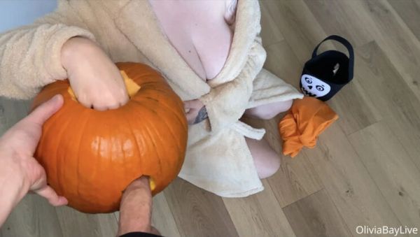 Olivia Bay's Big Tits Halloween Prank - Stepsister Gets Pumpkin Dick Surprise Part 1 - xxxfiles.com - Britain on v0d.com