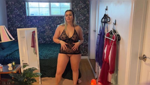 Curvy YouTuber Erika Kay Flashes Pussy in See-Through Dress Try-On Haul - Big Natural Tits & Close-Ups - porntry.com - Britain - Usa on v0d.com