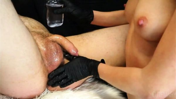 Amateur Petite Ebony MILF Sloppy Handjob with Black Gloves and Prostate Massage - veryfreeporn.com on v0d.com