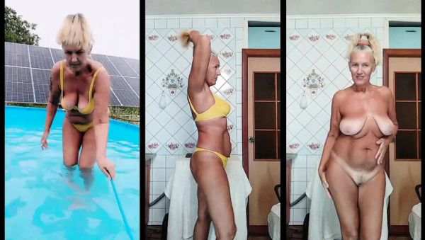Lukerya's After Pool Fun - Amateur MILF Solo Pleasure in Lingerie - porntry.com - Ukraine on v0d.com