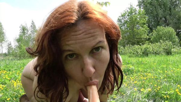 Hairy Farmer's Wife Masturbates with Dildo in Meadow - Hera Harding Outdoor Solo - porntry.com on v0d.com
