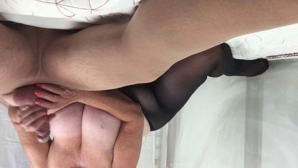 Mrs Mature Homemade Footjob Wanking Friend's Big Cock Pantyhose - veryfreeporn.com - Britain on v0d.com