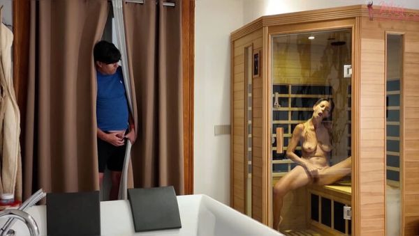 Italian Aunt Catches Young Men's Naked Sauna Plot - Blonde MILF Fucks & Sucks in Roleplay - xxxfiles.com - Italy on v0d.com
