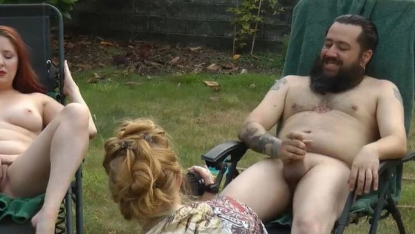 Big Tits Outdoor Game Bet: Blonde and Redhead Threesome Strip Masturbation - porntry.com - Britain on v0d.com