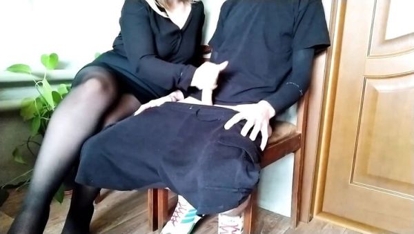 Risk Taking Handjob With Juicy Ukrainian MILF Mom - Homemade Office Sex & Cumshot - porntry.com - Ukraine on v0d.com