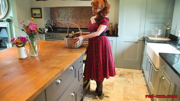 Horny Housewife Red Xxx Masturbates With Black Dildo On Kitchen Floor - veryfreeporn.com - Britain on v0d.com
