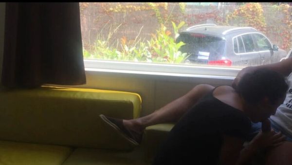 Risky Public Blowjob In Front Of Window - Hot Brunette MILF Wife On Her Knees Outdoor Camping - porntry.com - Italy on v0d.com