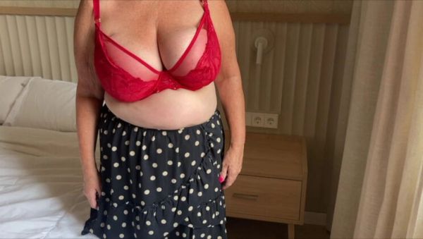 Mrs Mature Amateur Homemade with Big Natural Tits in Red Lingerie and Stockings Foot Fetish - veryfreeporn.com - Britain on v0d.com