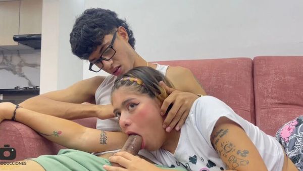 My Tiny Stepsister Gabriela Wish Takes My Huge Cock for a Horny Blowjob - xxxfiles.com - Colombia on v0d.com