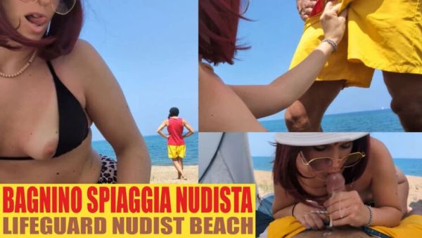 MILF Redhead Fucks Lifeguard on Nudist Beach - Outdoor Public Sex - veryfreeporn.com - Italy on v0d.com