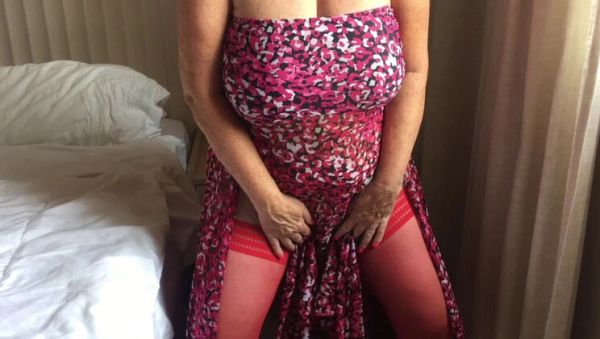 Horny Mature Granny Strips Nylon Stockings in Sun - Big Natural Tits & Feet Fetish - xxxfiles.com - Britain on v0d.com