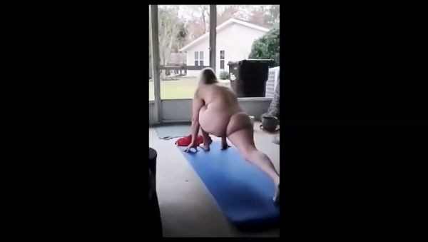 Amateur BBW Granny Yoga Fail - Clothes Fall Off Saggy Tits & Pussy - xxxfiles.com - Usa on v0d.com